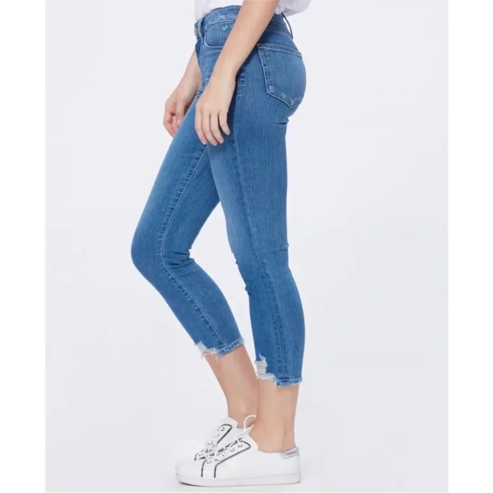 PAIGE Skyline Skinny Crop Jean North Star Distressed Medium Wash Size 24 New‎